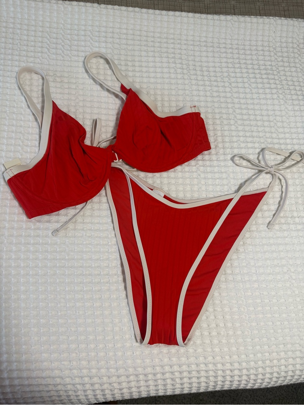 aerie Red Bikini Set with White Trim